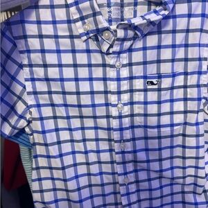 Vineyard Vines Kids Blue and White Checkered Polo